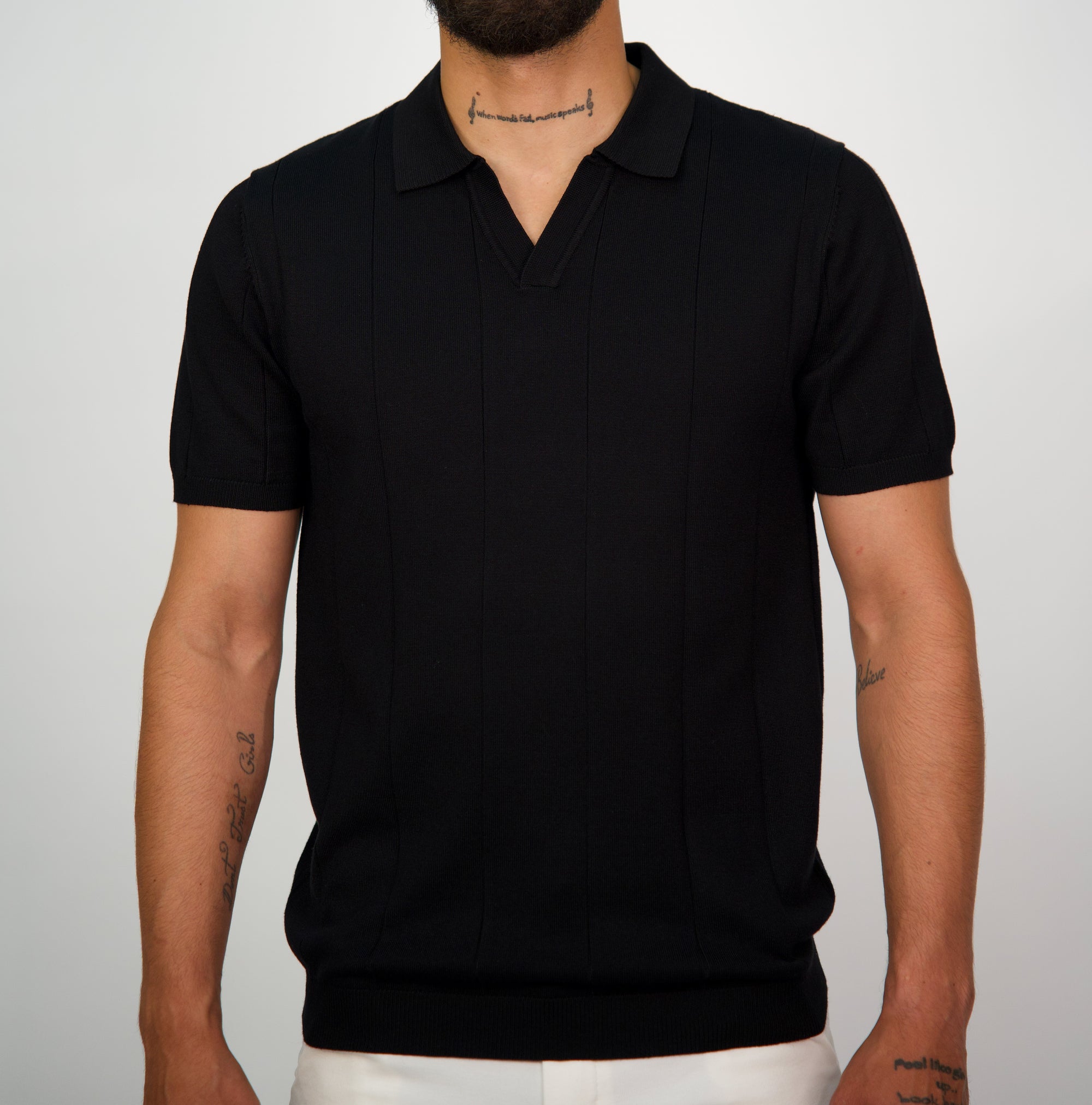 Knitted Cuban Collar Short Sleeve Polo Shirt