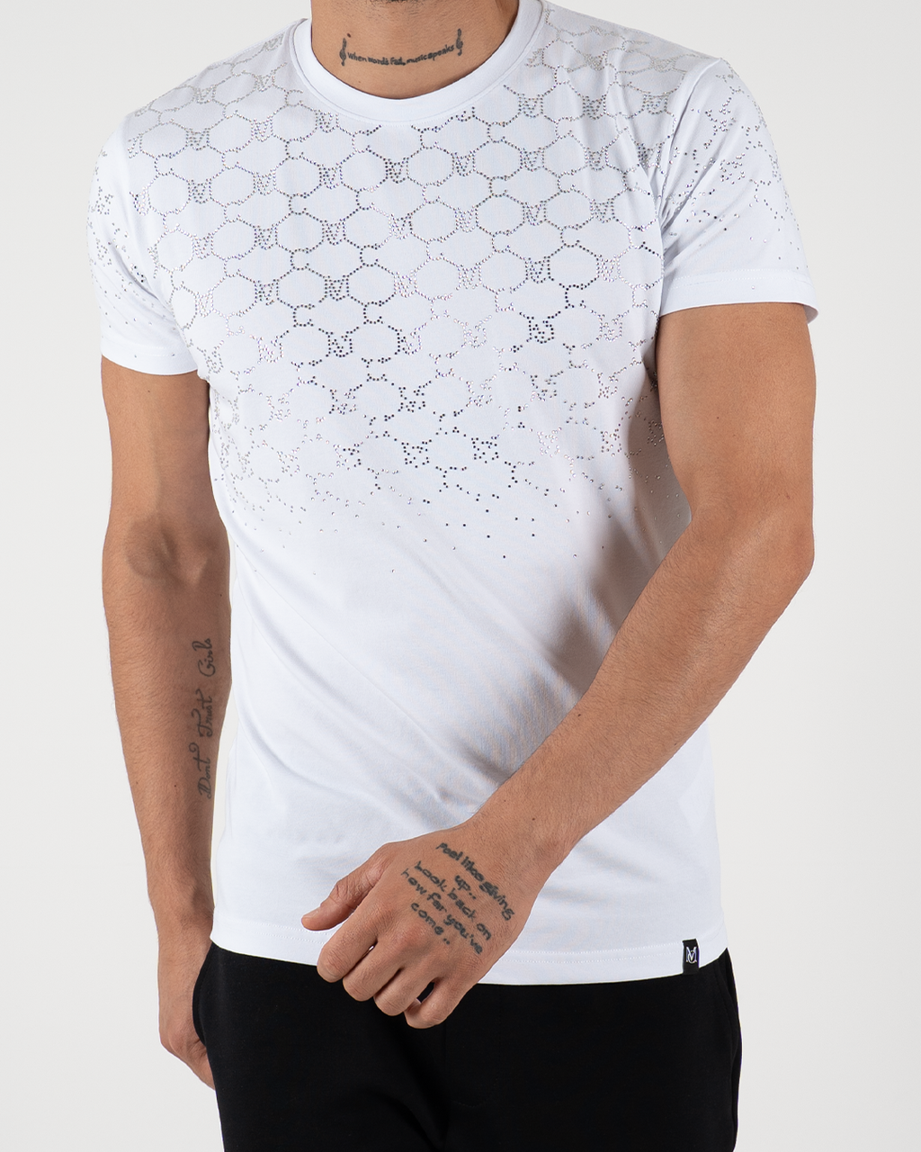 Rhinestone MC Pattern T-Shirt