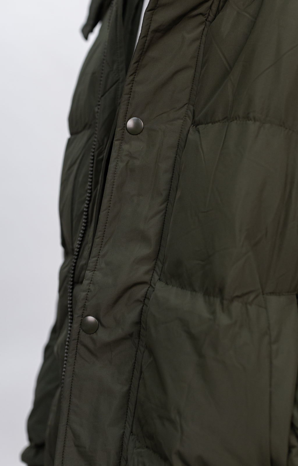 Khaki Contrast Arm Stripe Puffer