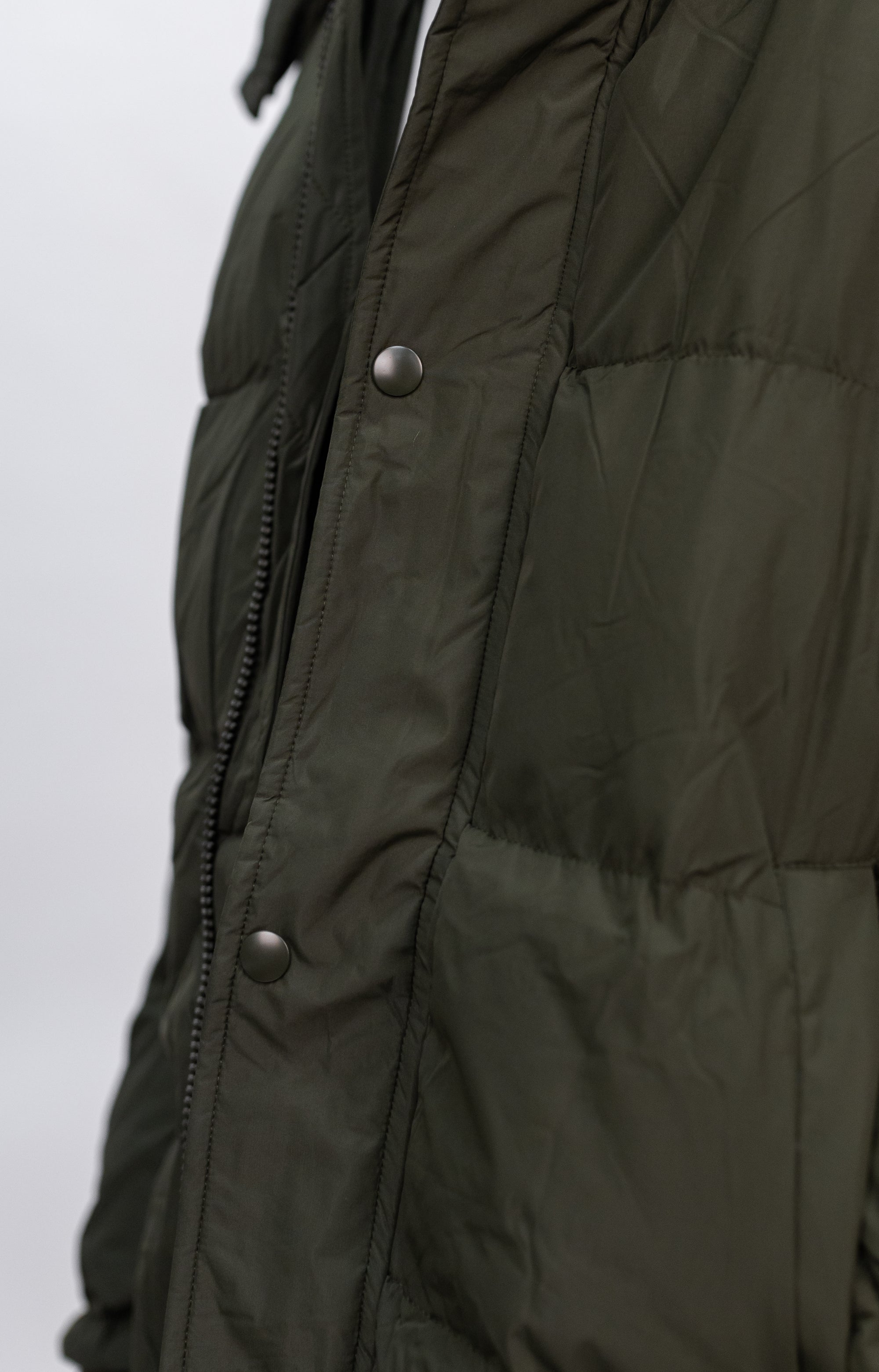 Khaki Contrast Arm Stripe Puffer
