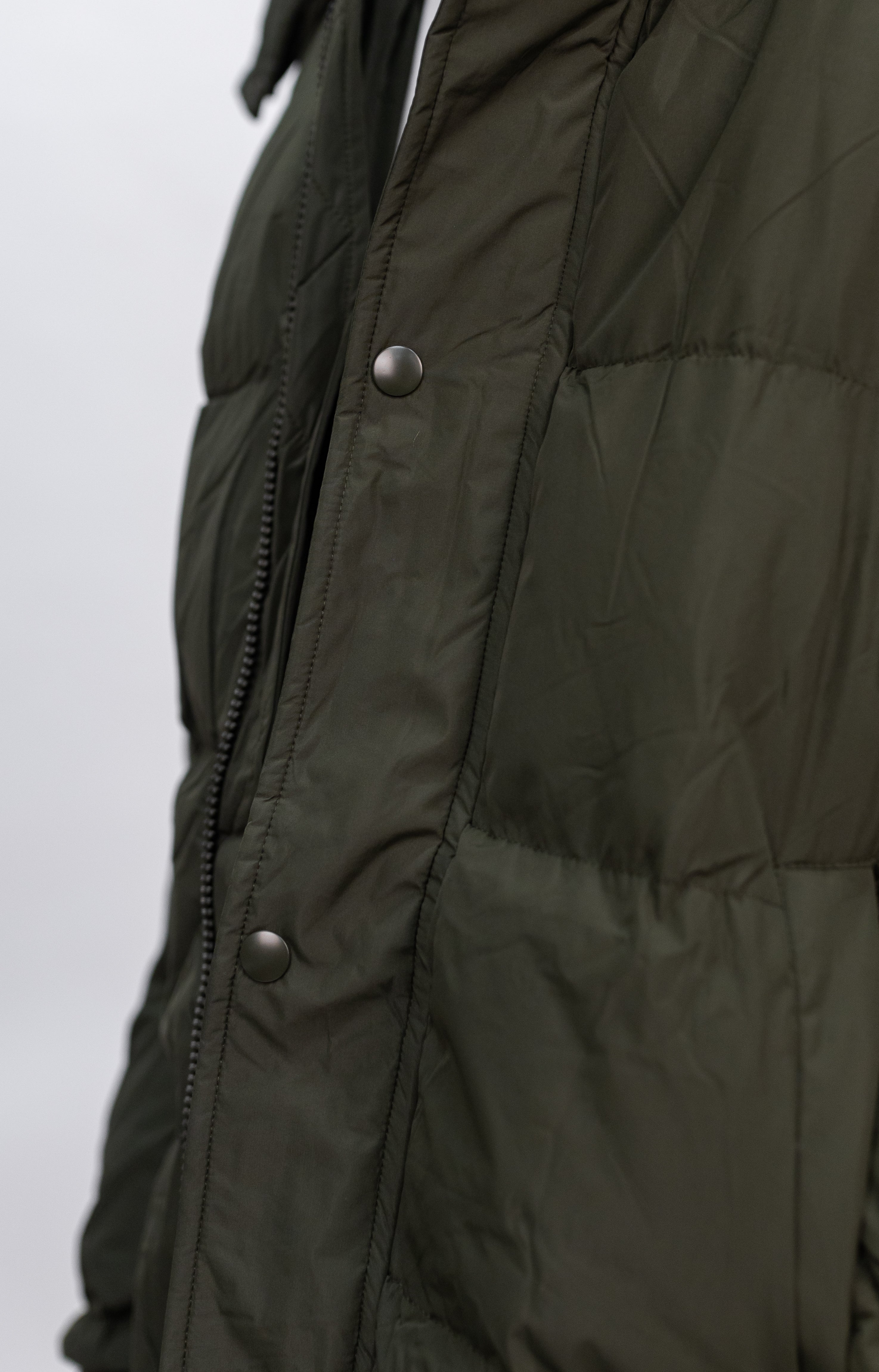 Khaki Contrast Arm Stripe Puffer
