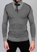 Dark Grey Buckle Detail Knit Sweater
