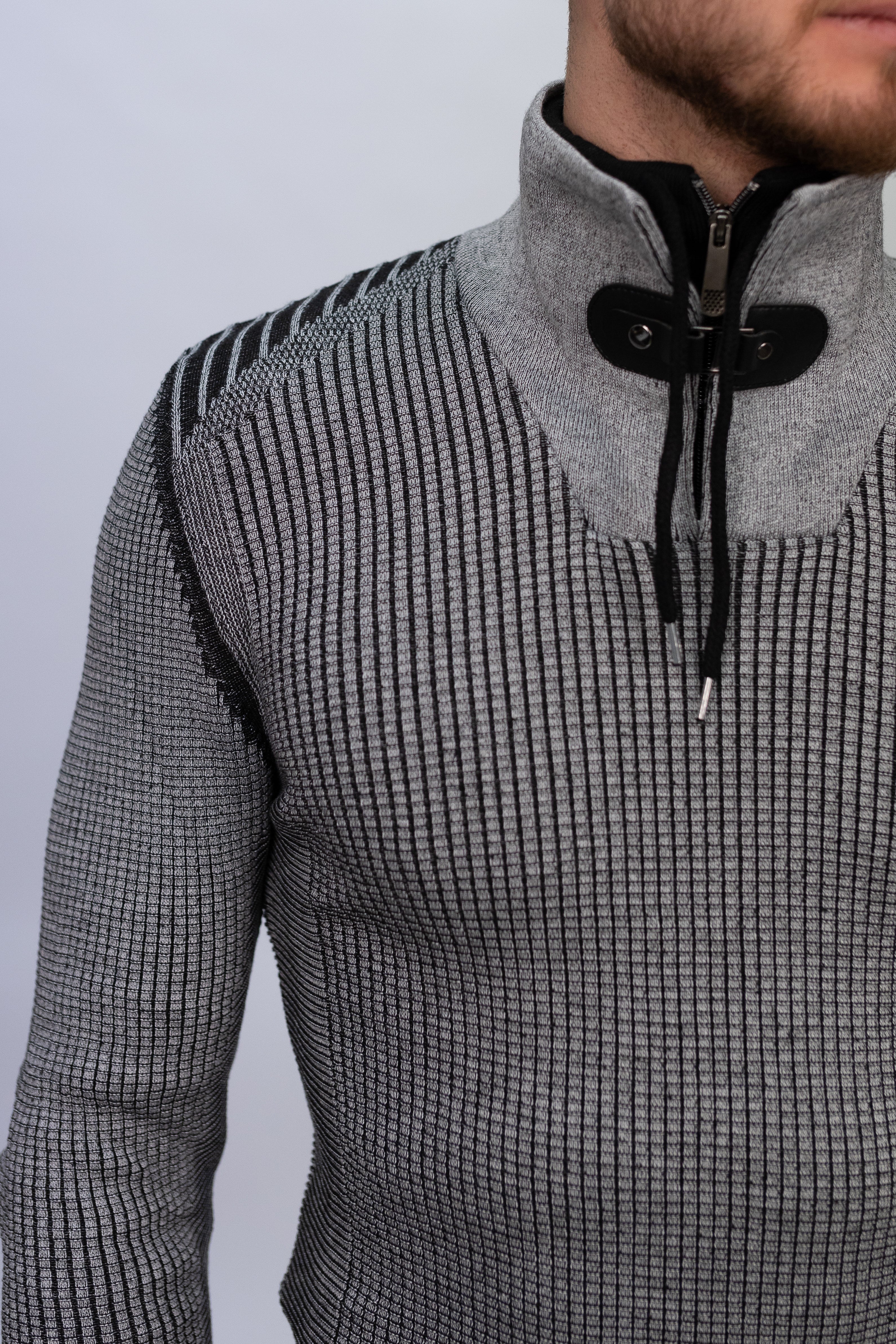 Dark Grey Buckle Detail Knit Sweater