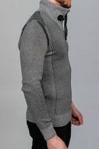 Dark Grey Buckle Detail Knit Sweater