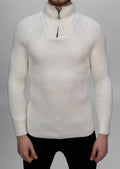 White Half Zip Knitted Sweater