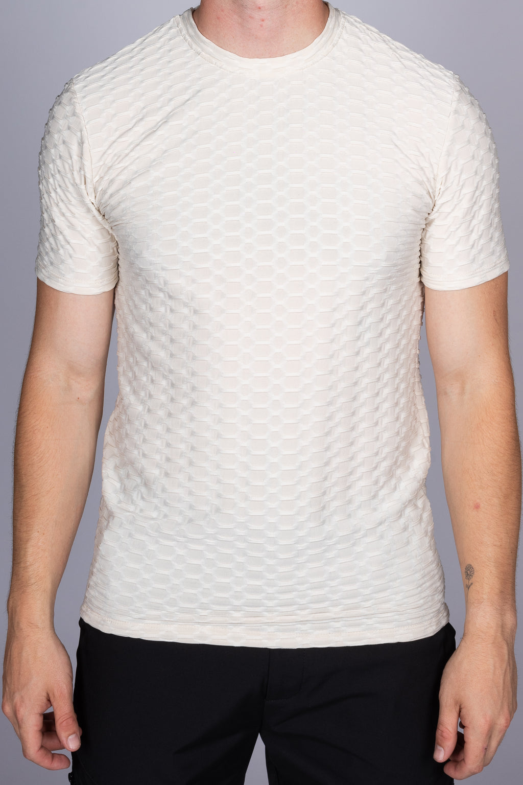 Muscle Fit Net Pattern T-Shirt