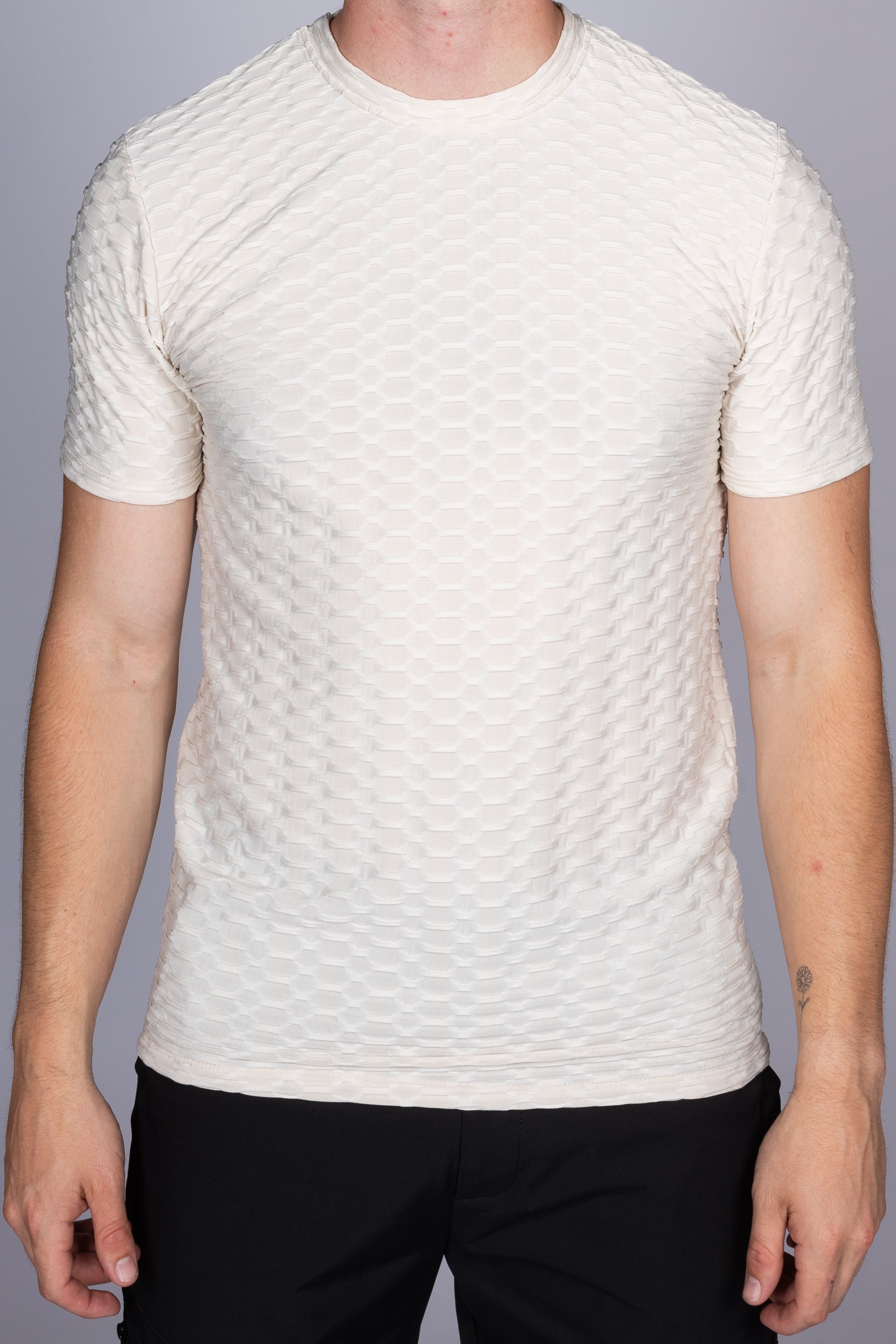 Muscle Fit Net Pattern T-Shirt