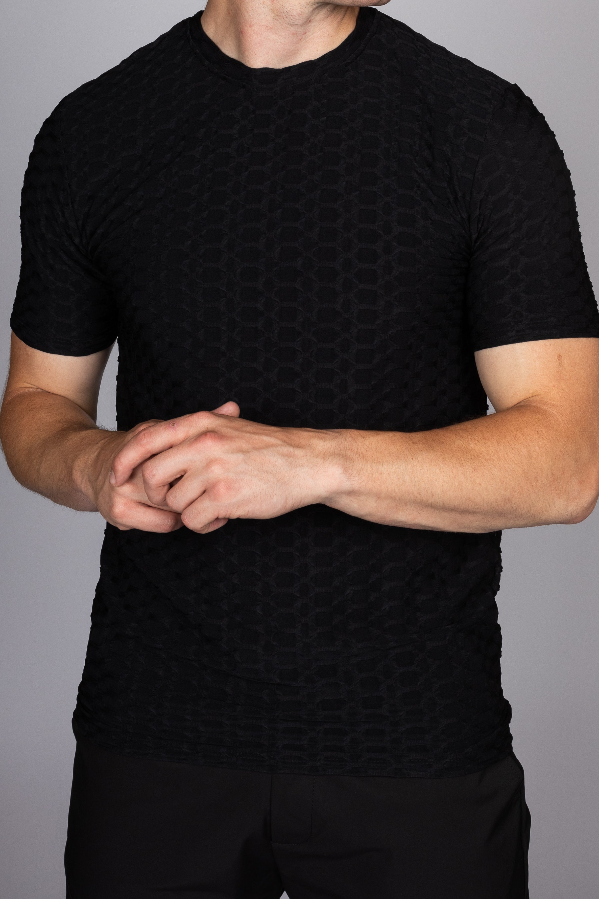 Muscle Fit Net Pattern T-Shirt