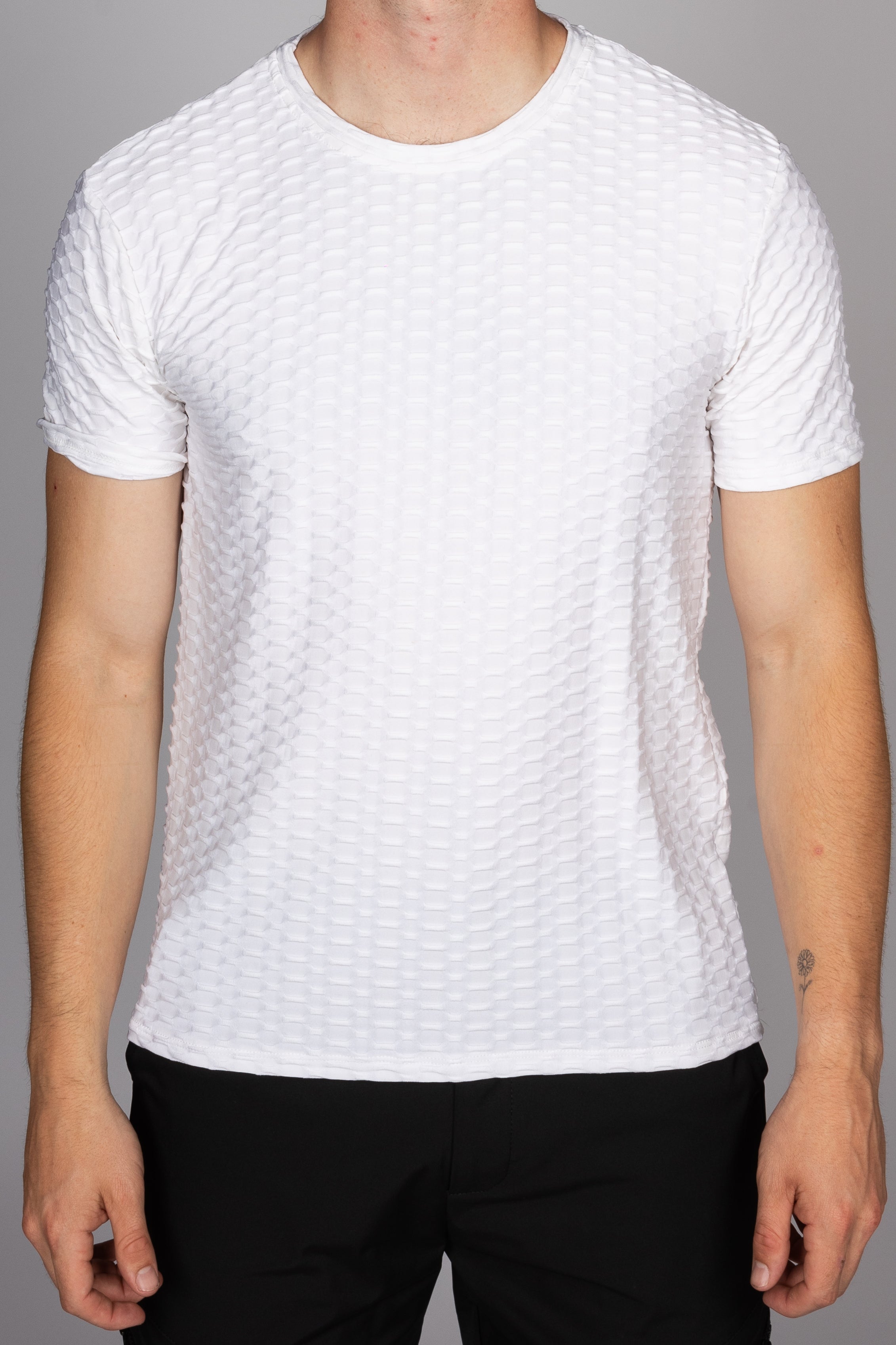 Muscle Fit Net Pattern T-Shirt