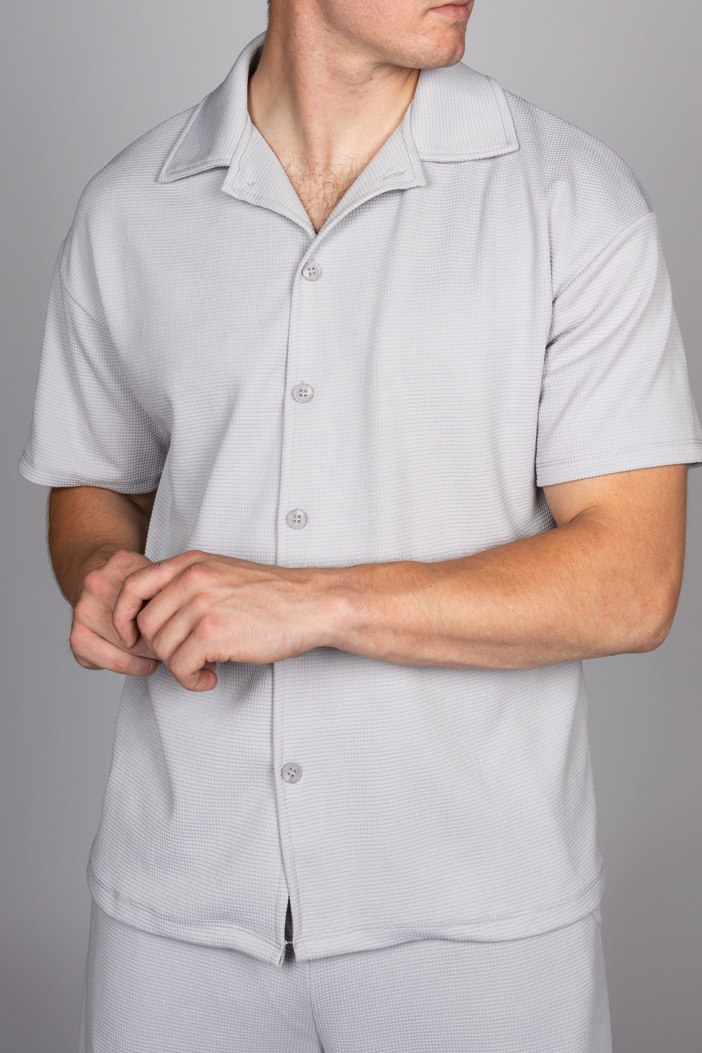 Ribbed Pattern Shirt & Short Set