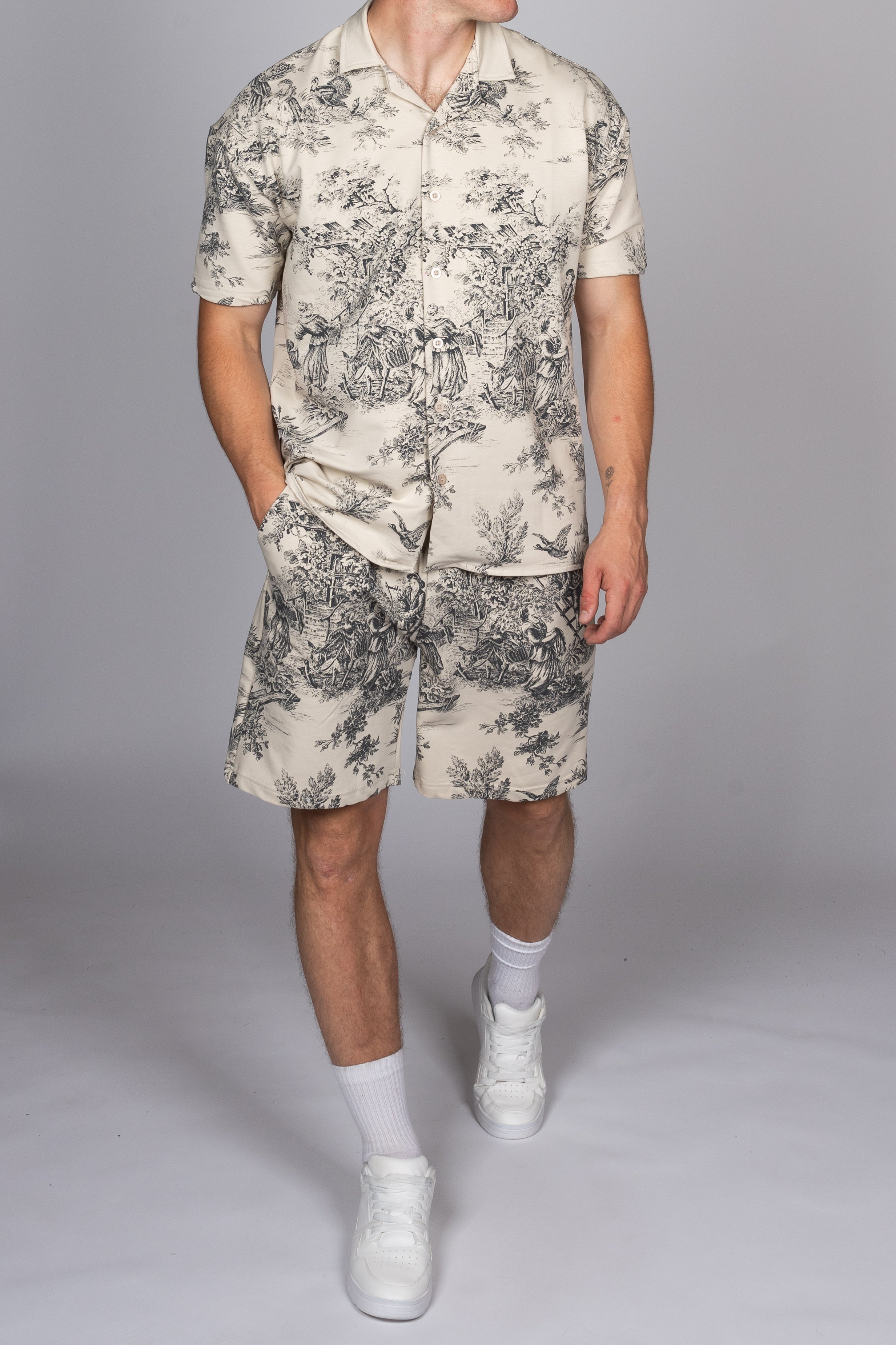 Toile De Jouy Print Shirt & Short Set