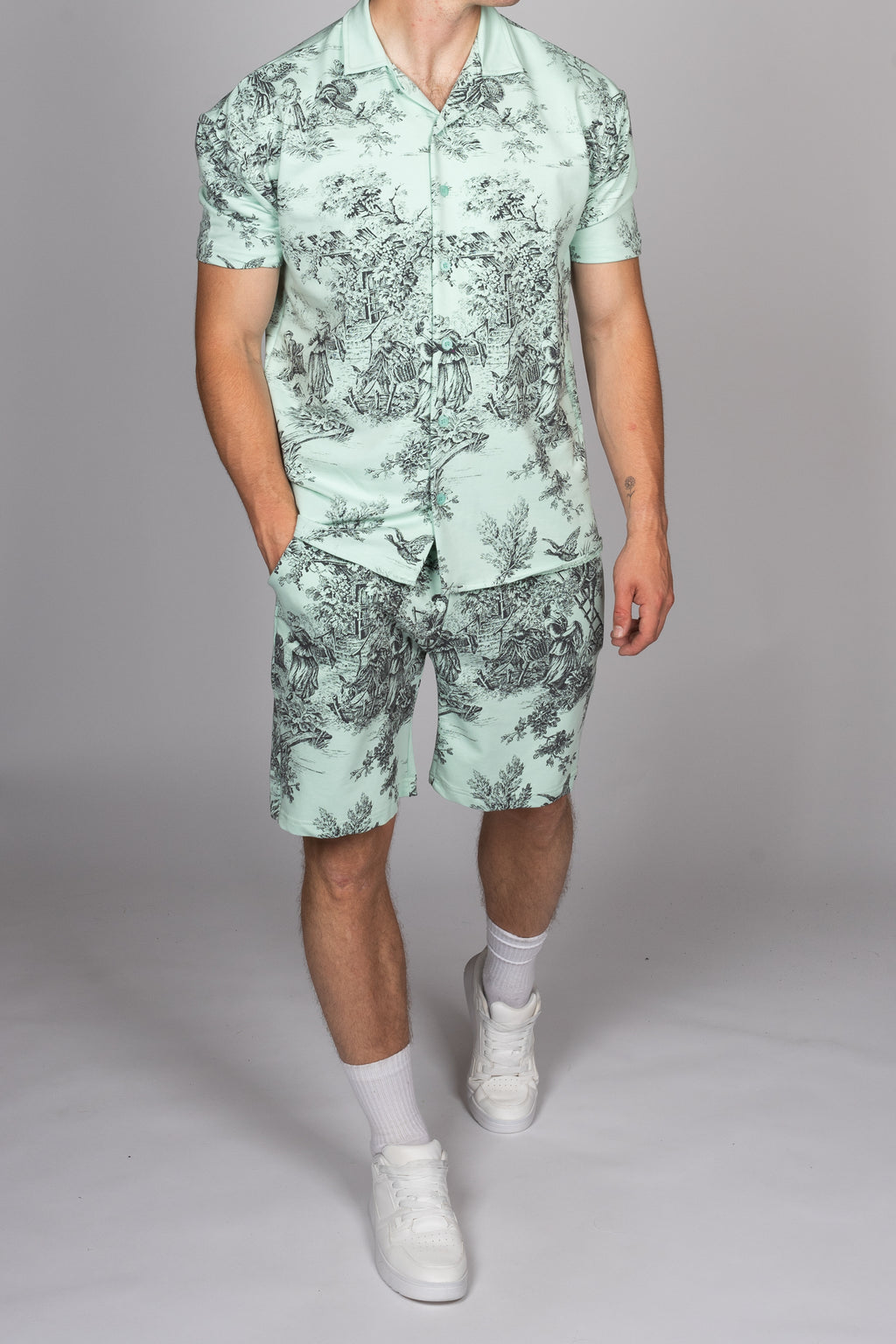 Toile De Jouy Print Shirt & Short Set