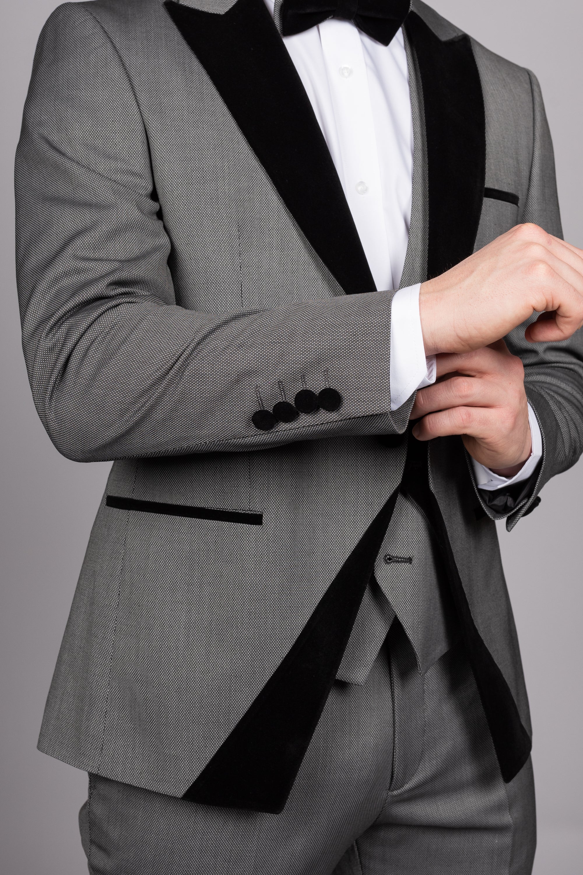 Dark Grey Peak Lapel Tux