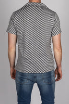 Stripe Pattern Camp Collar Short Sleeve Shirt
