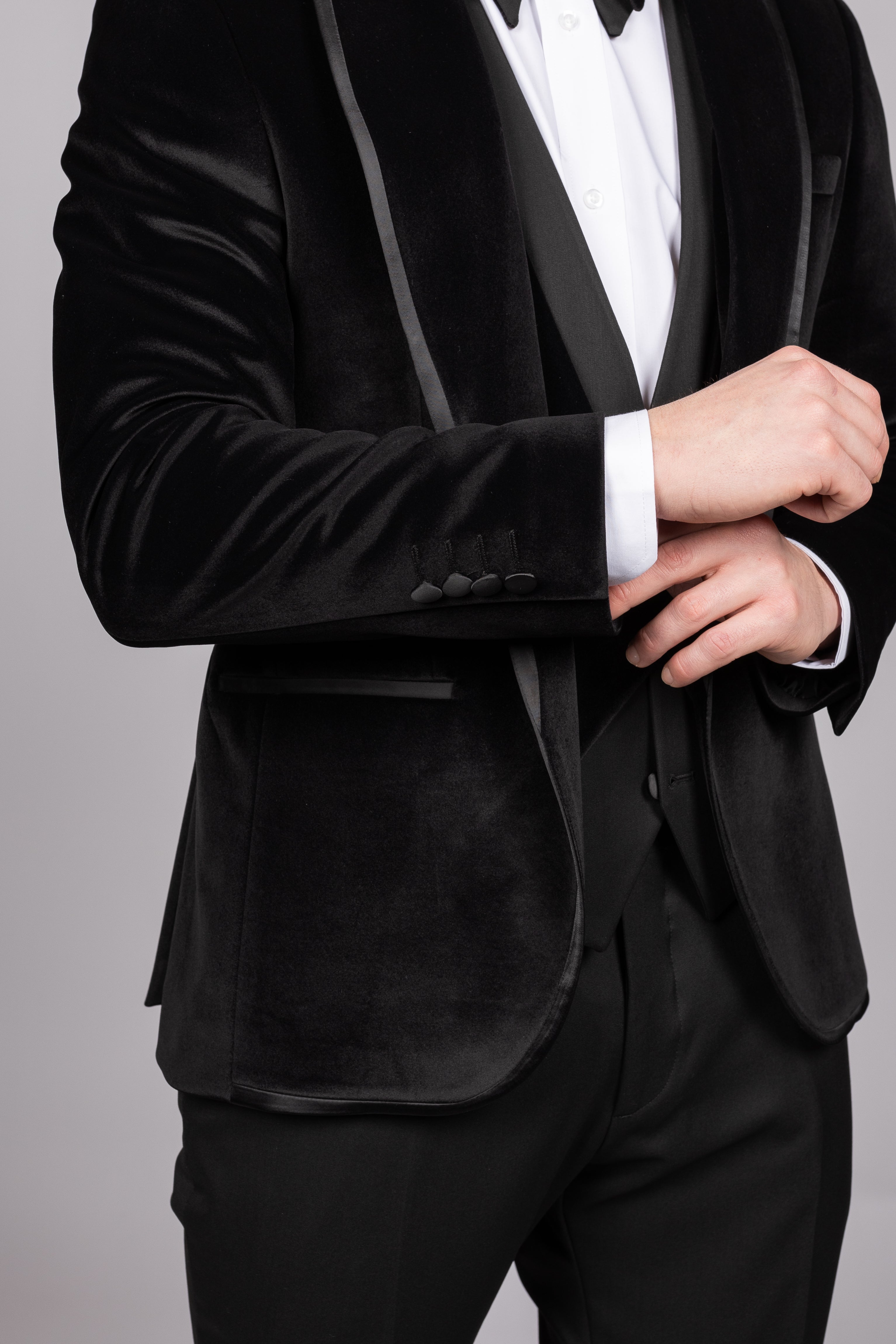 Black Velvet Tux Three Piece Suit Milano Couture Black Velvet Tux Three Piece Suit Milano Couture