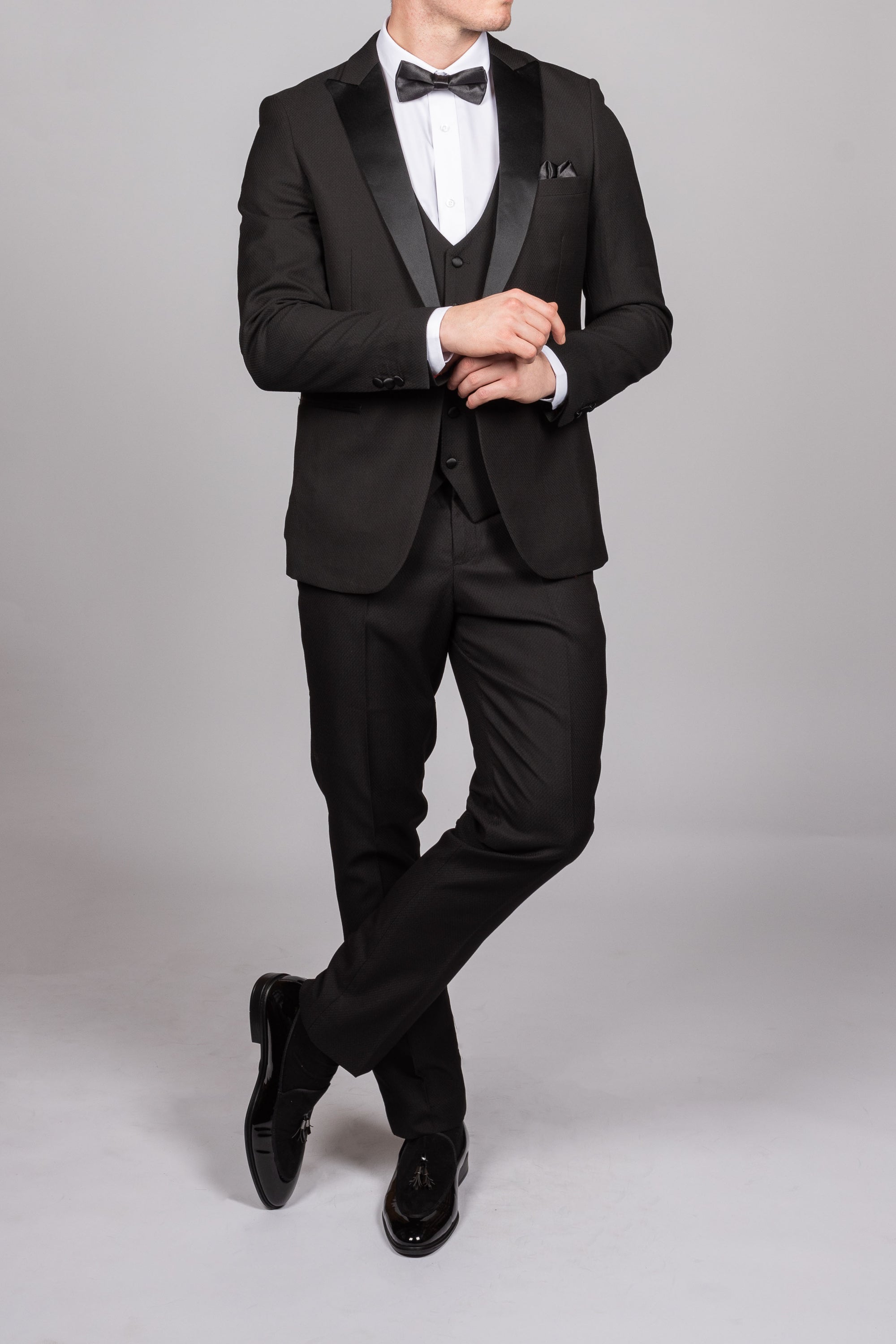 Dalton - Black Tux Lapel Diamond Blazer