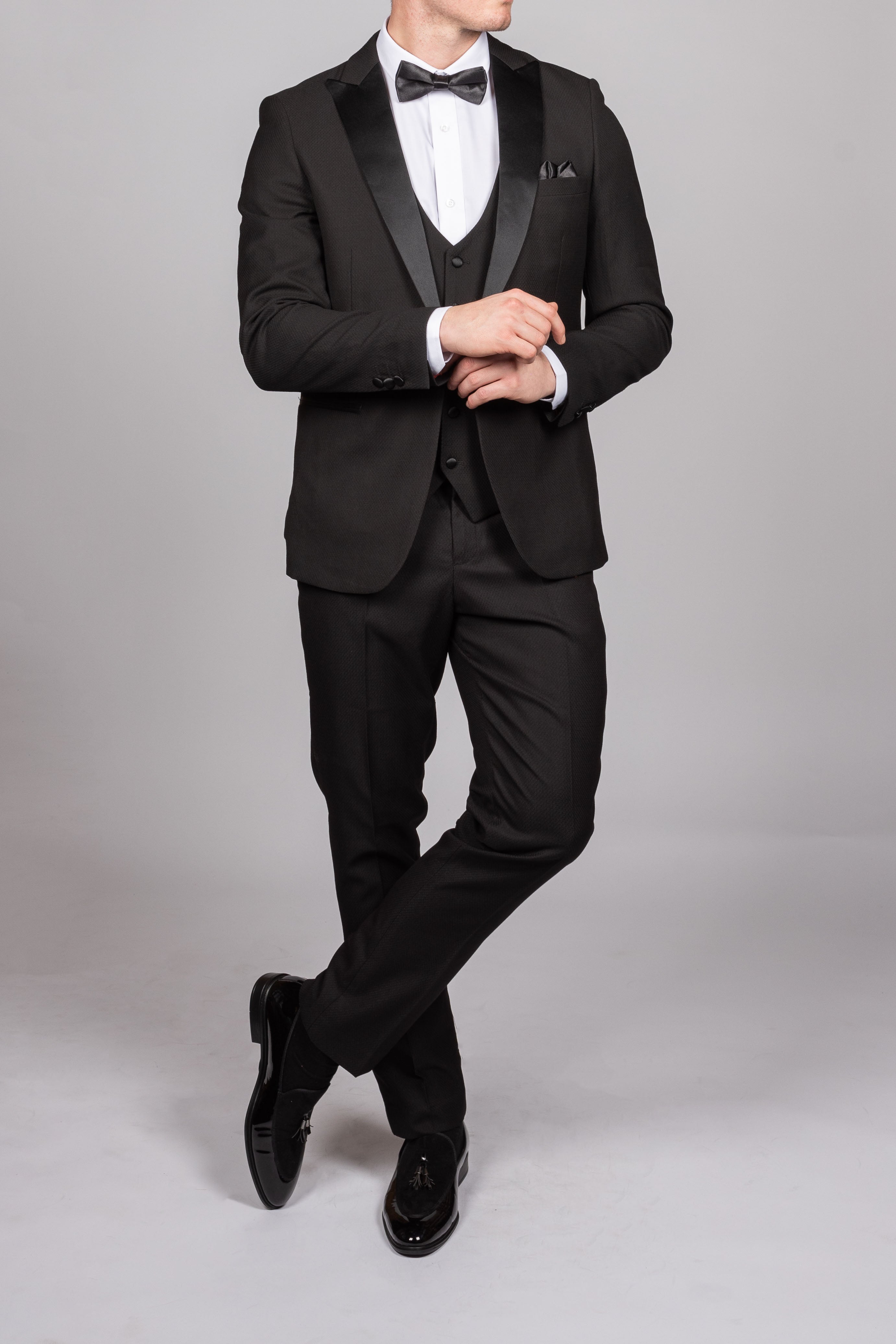 Dalton - Black Tux Lapel Diamond Blazer