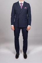 Bromley - Navy Double Breasted Check Blazer