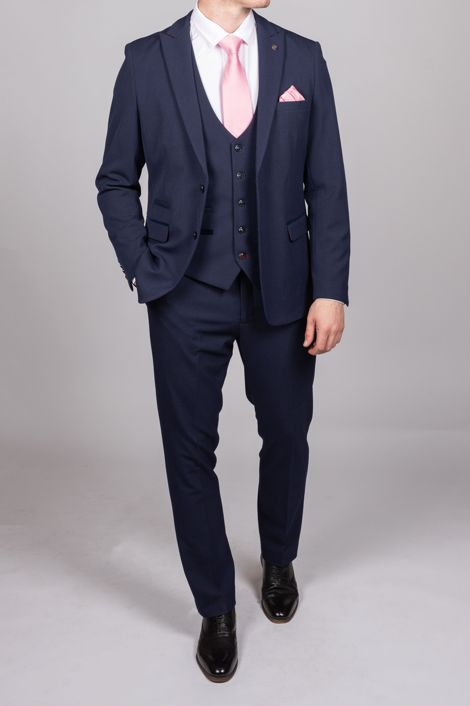 Bromley - Navy Check Three Piece Suit