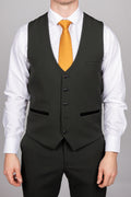 Bromley - Olive Green Single Breasted Check Waistcoat