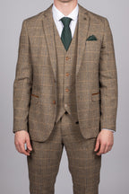 Ted - Tan Tweed Check Blazer
