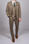Ted - Tan Tweed Check Three Piece Suit