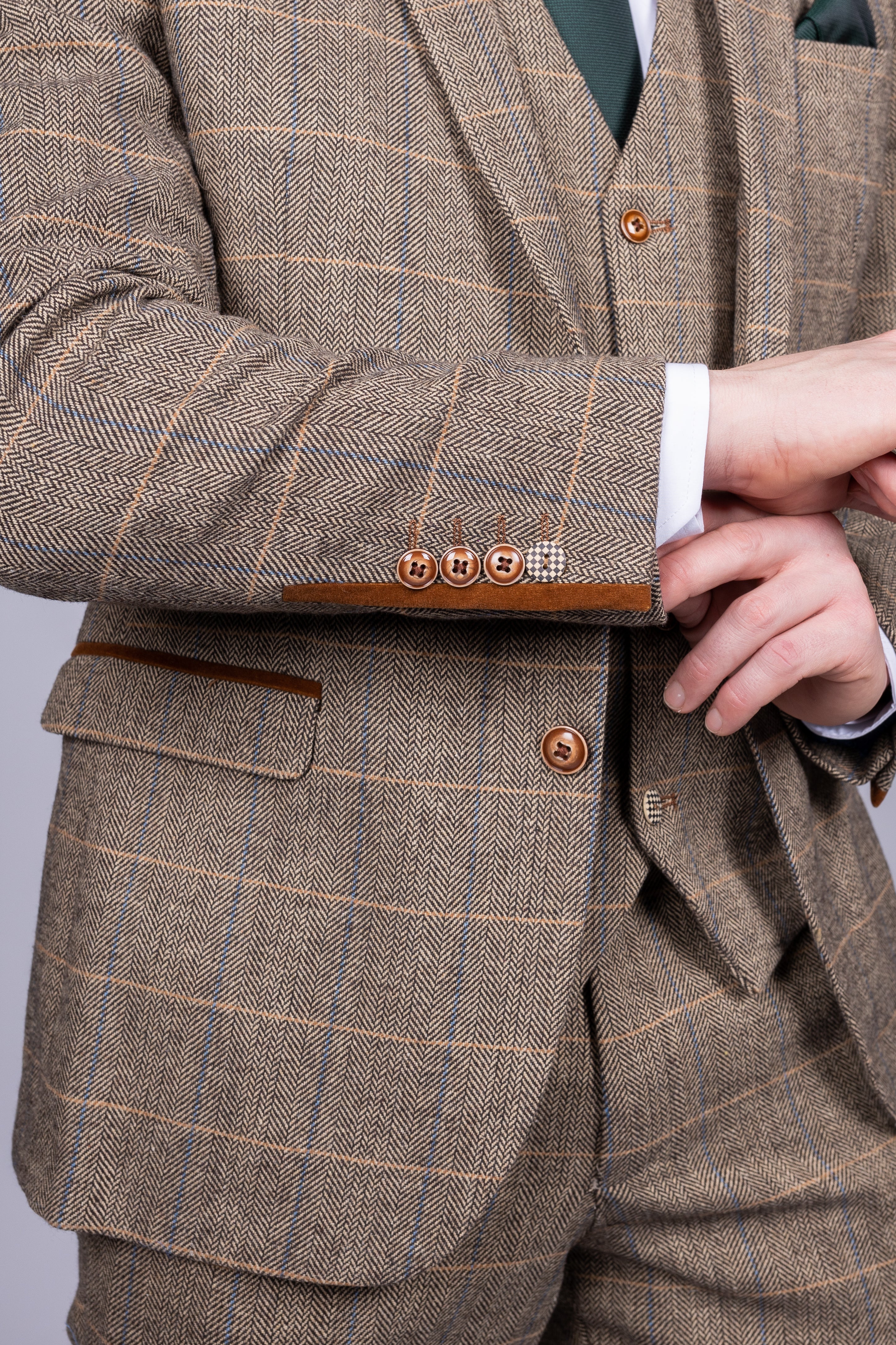 Ted - Tan Tweed Check Blazer