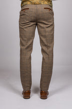 Ted - Tan Tweed Check Trousers