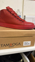 221 Red Minimalist High Top Trainers