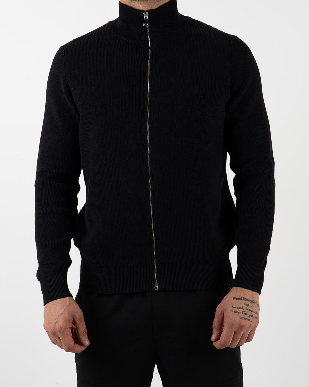 Full Zip High Neck Knitted Jumper