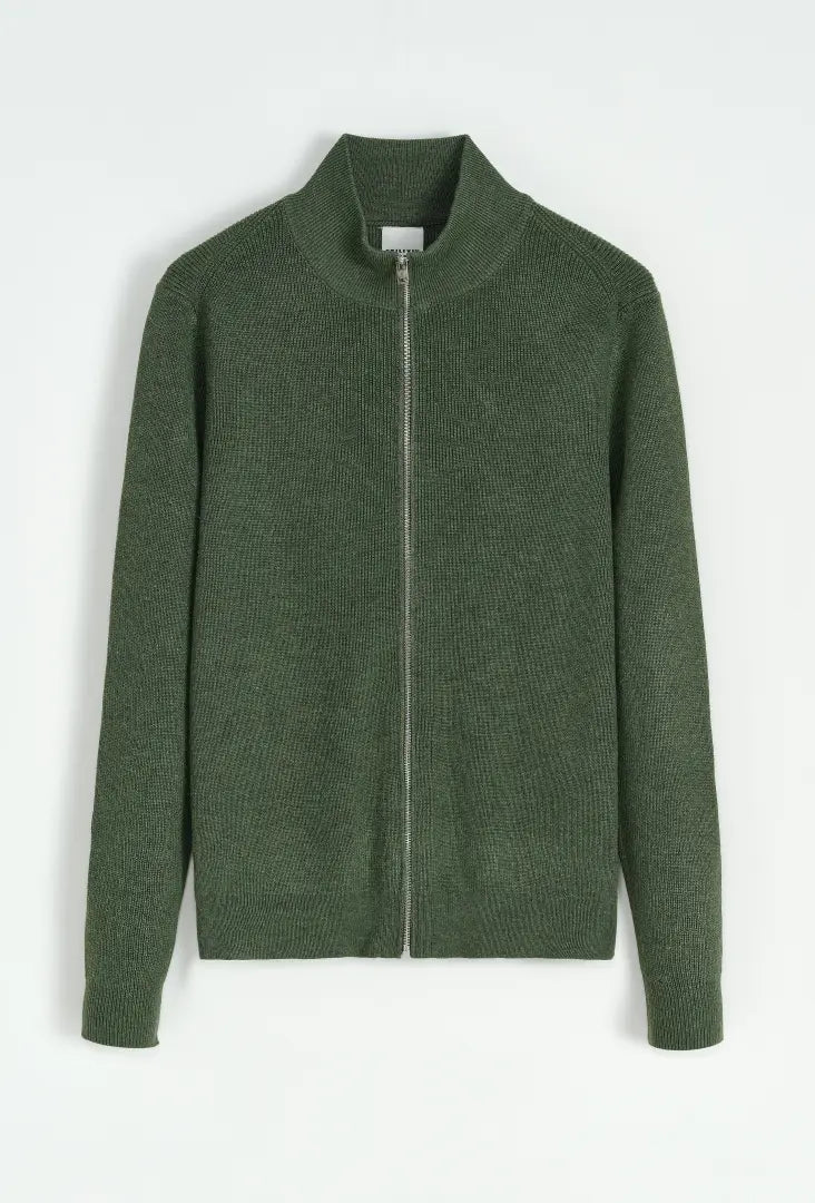 Full Zip High Neck Knitted Jumper