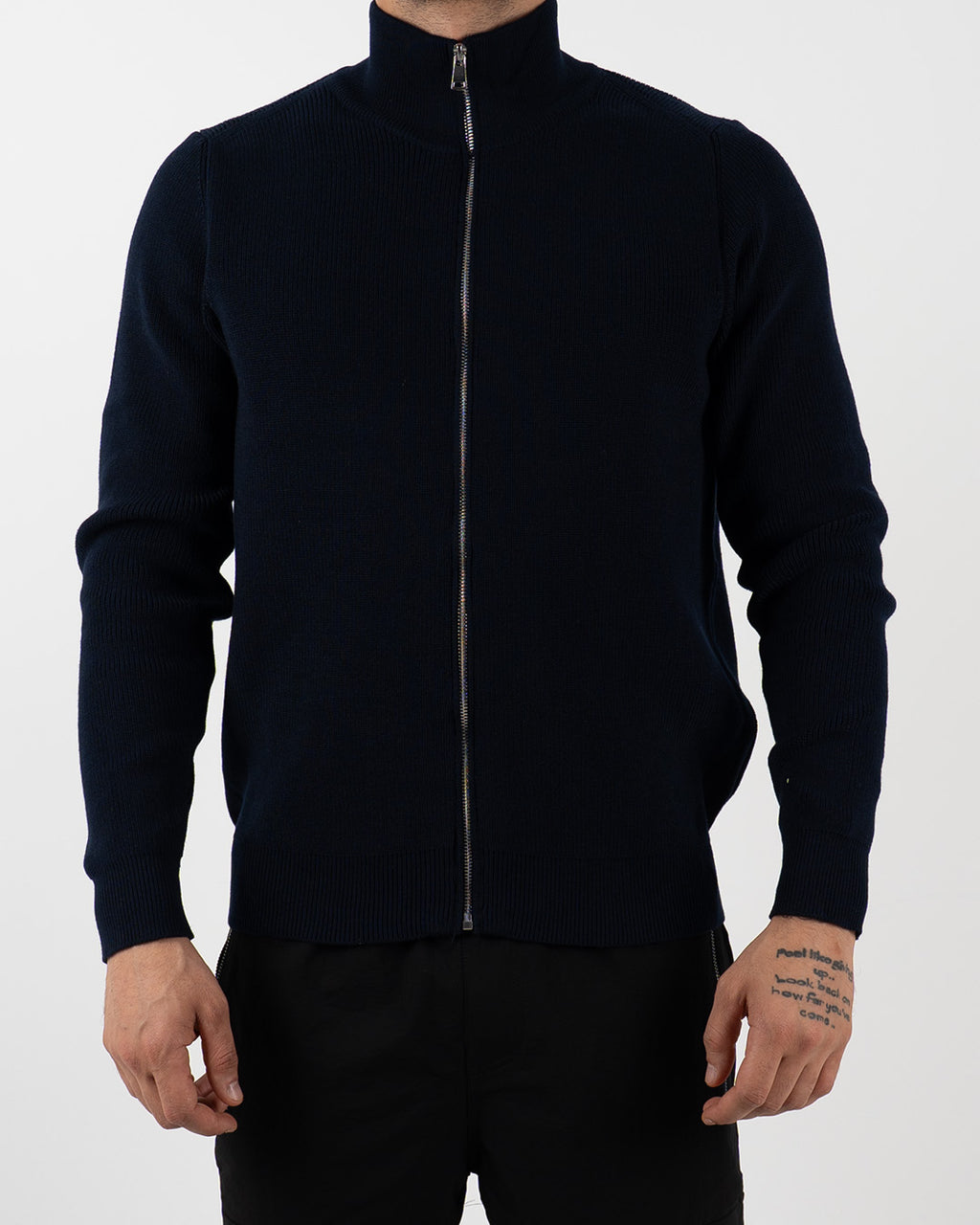 Full Zip High Neck Knitted Jumper