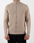 Full Zip High Neck Knitted Jumper