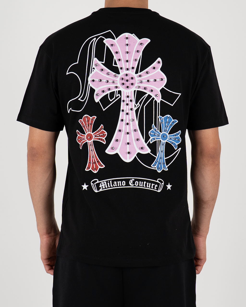 MC Rhinestone Cross Graphic T-Shirt