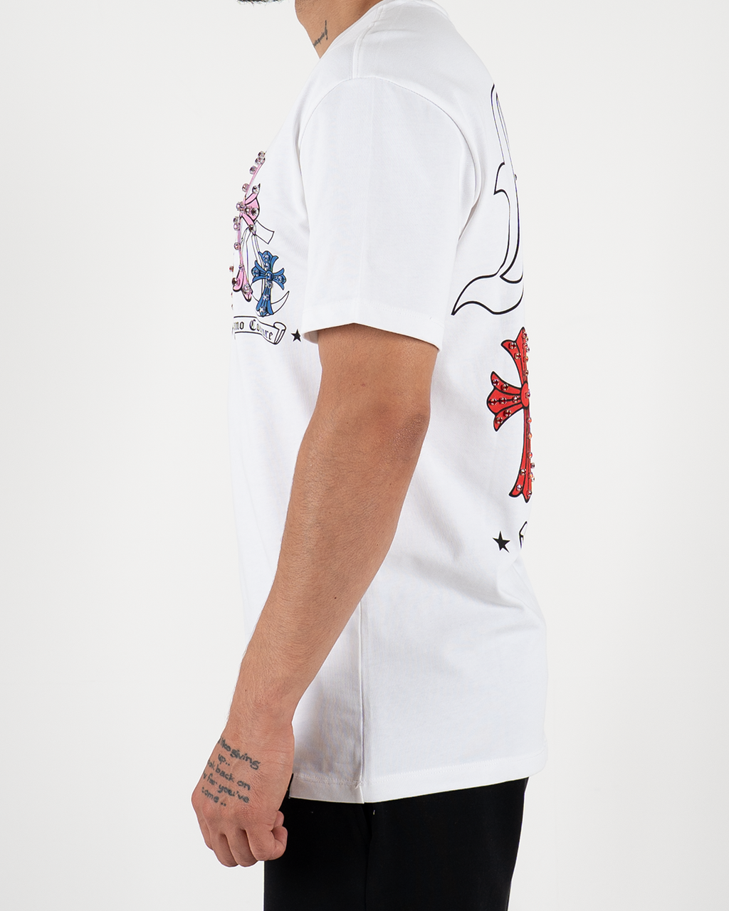MC Rhinestone Cross Graphic T-Shirt