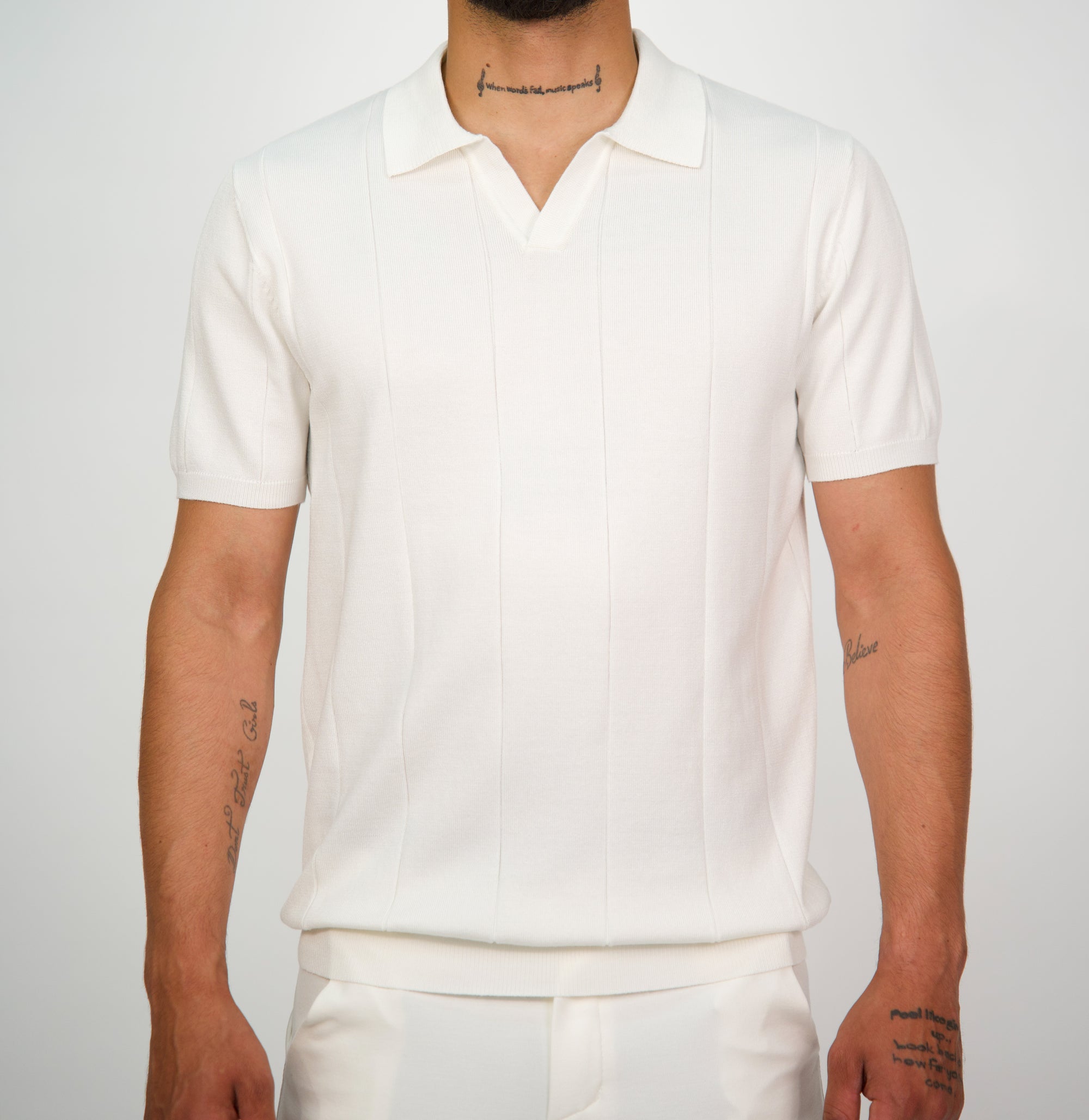 Knitted Cuban Collar Short Sleeve Polo Shirt