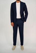 Milano Navy Linen Two-Piece Suit