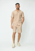 Ribbed Short Sleeve Shirt & Shorts Co-Ord Set