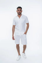 Ribbed Short Sleeve Shirt & Shorts Co-Ord Set