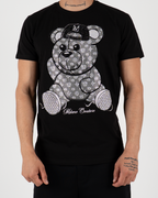 MC Rhinestone Grey Teddy Bear Graphic T-Shirt