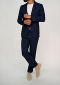 Milano Navy Linen Two-Piece Suit