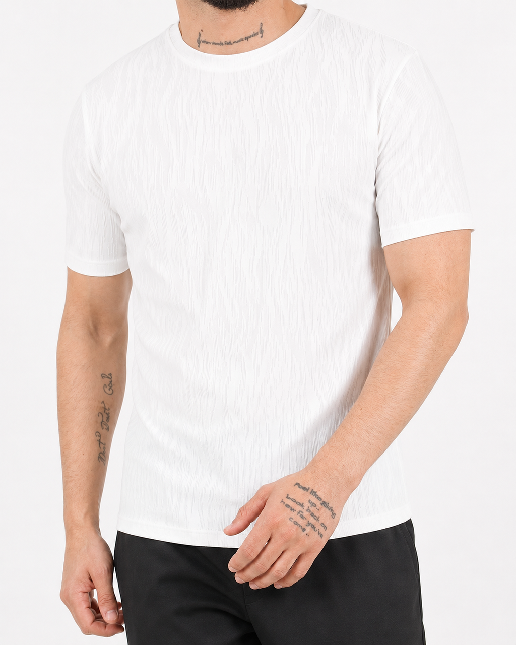 Jacquard White Slim Fit T-Shirt