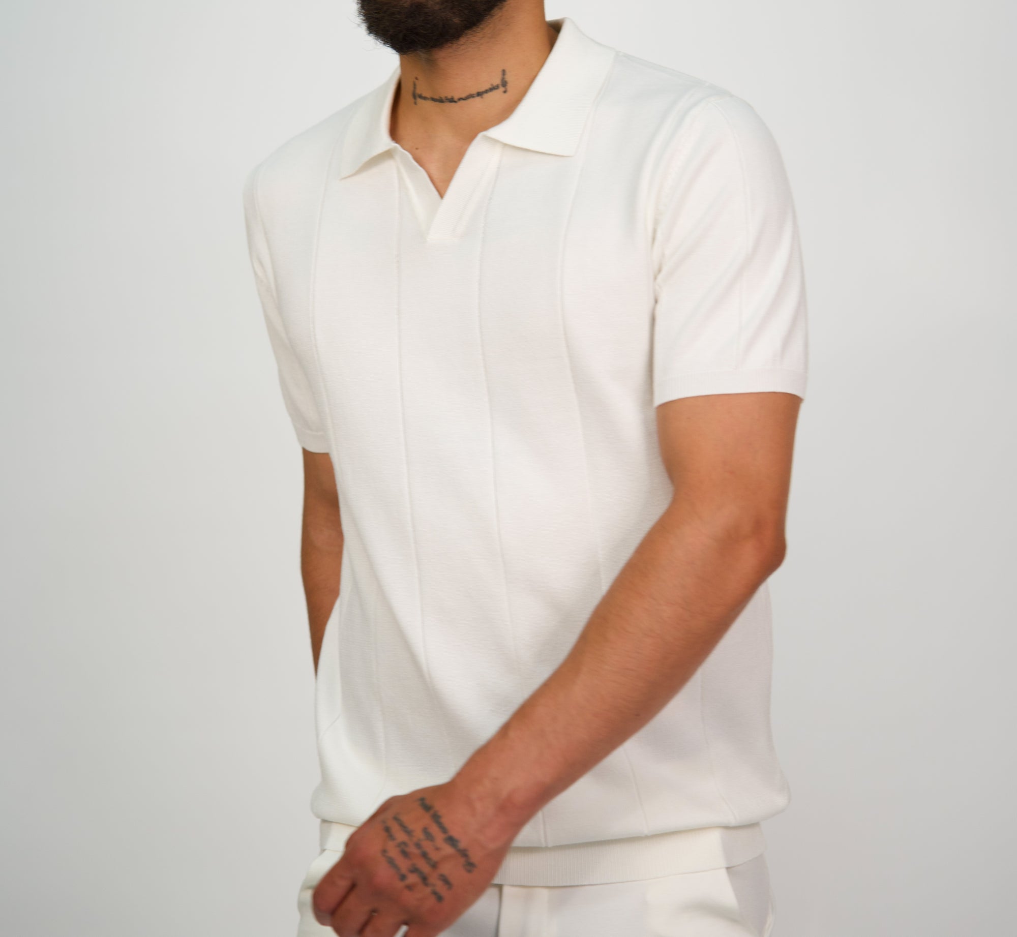 Knitted Cuban Collar Short Sleeve Polo Shirt