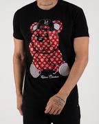 MC Rhinestone Red Teddy Bear Graphic T-Shirt