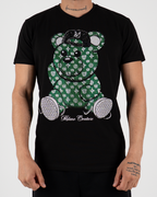 MC Rhinestone Green Teddy Bear Graphic T-Shirt