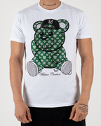 MC Rhinestone Green Teddy Bear Graphic T-Shirt