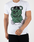 MC Rhinestone Green Teddy Bear Graphic T-Shirt