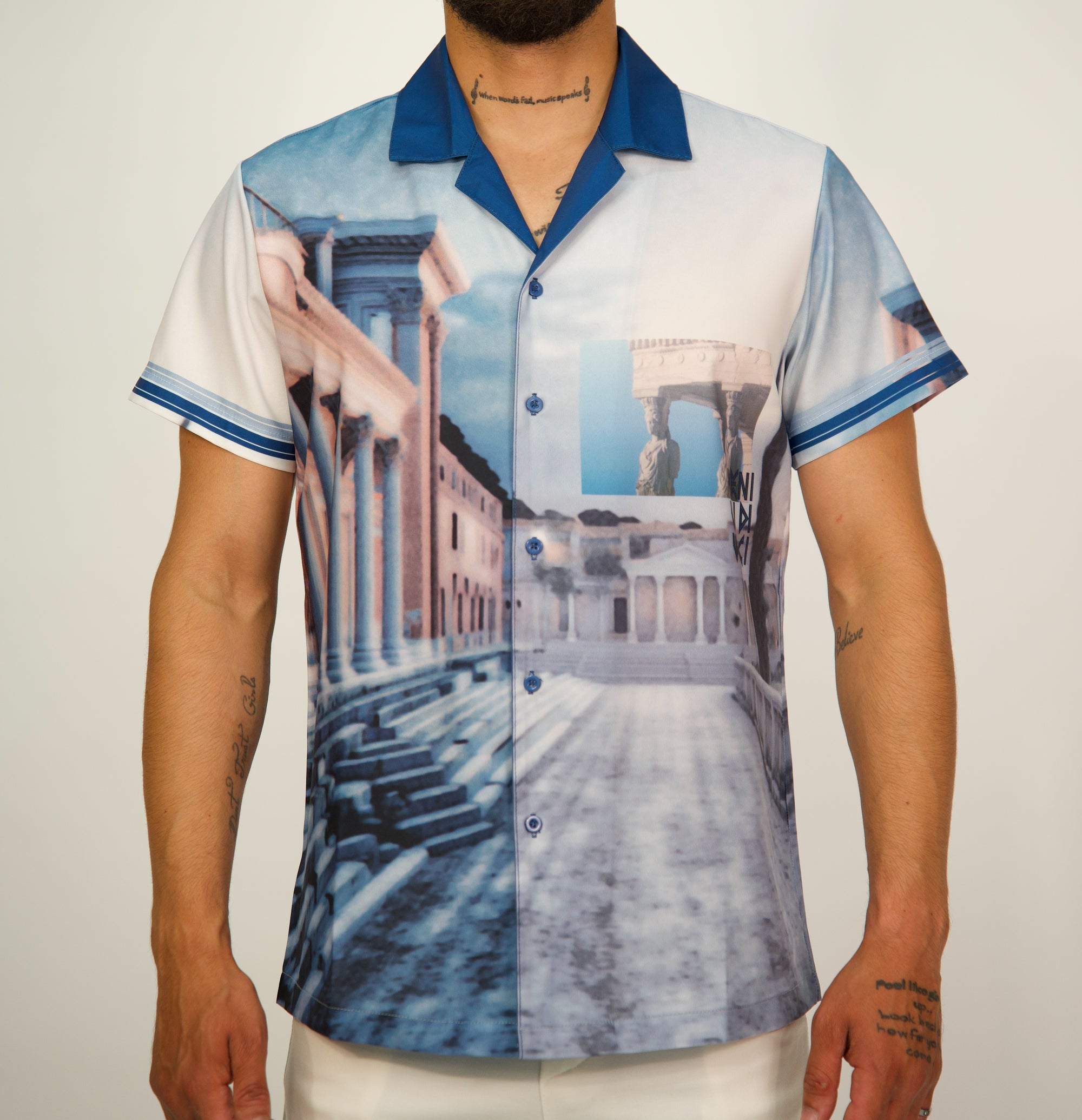Roman Ruins Print Short Sleeve Shirt