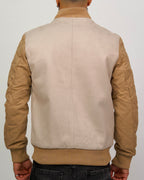 Two-Tone Bomber Jacket with Quilted Sleeves