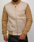 Two-Tone Bomber Jacket with Quilted Sleeves